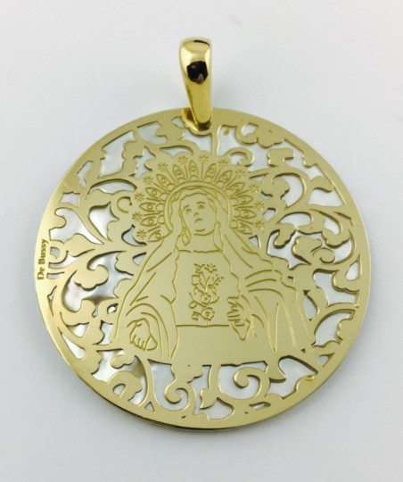 Medalla Virgen de Amargura (Paso Blanco de Lorca) plata de ley y nácar®. 40mm