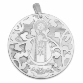 Medalla Virgen Llanos plata de ley y nácar®. 40mm