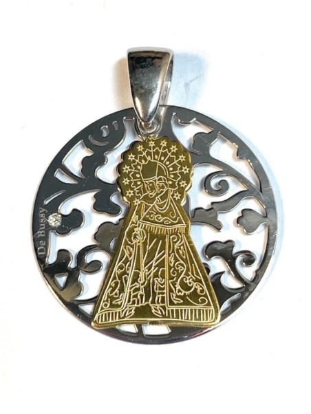 Medalla Virgen de los Desamparados plata de ley y diamante®. 25mm
