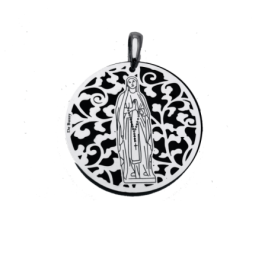 Medalla Virgen de Lourdes en Plata de Ley y ónix. 35mm