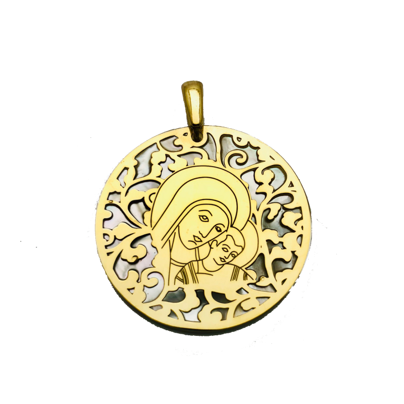 Medalla Virgen del Camino en plata de ley y nácar®. 35mm