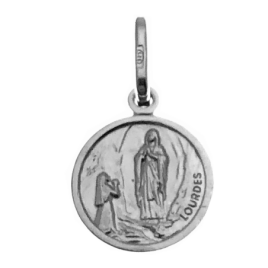 Medalla Virgen de Lourdes en plata de ley