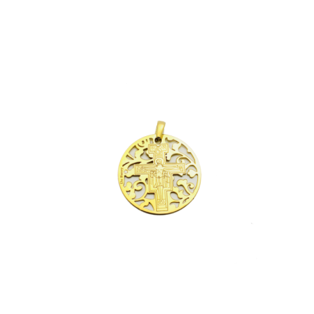 Medalla Cruz de San Damián plata de ley y diamante®. 25mm