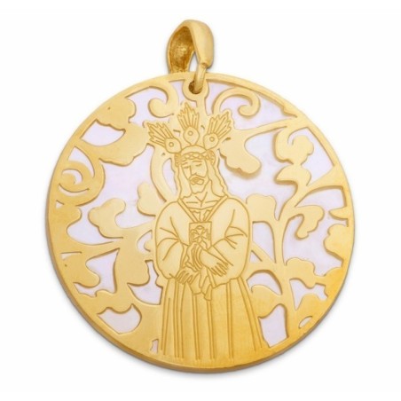 Medalla Cristo Cautivo plata de ley y nácar®. 40mm