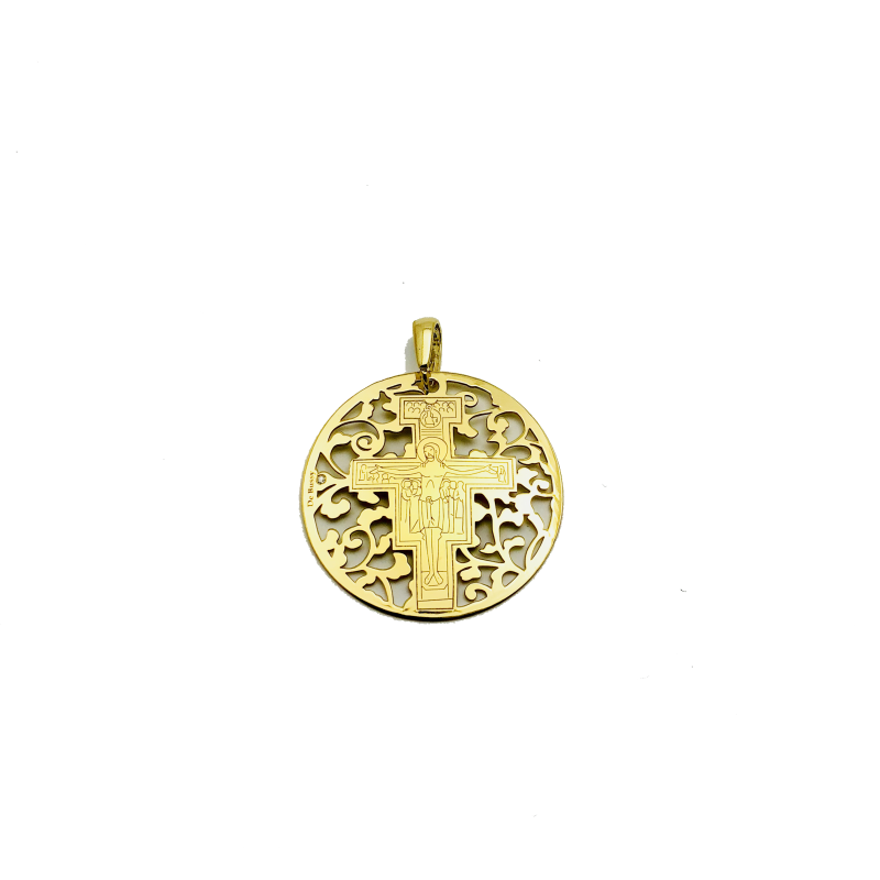 Medalla Cruz de San Damián plata de ley y diamante®. 35mm