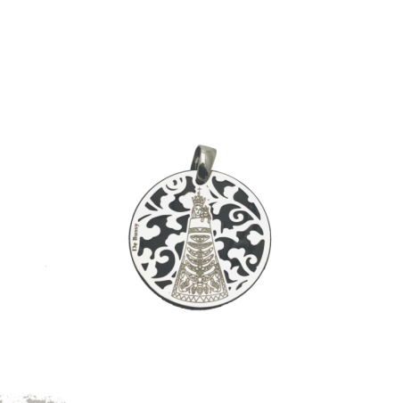 Medalla Virgen de Loreto plata de ley y ónix®. 25mm