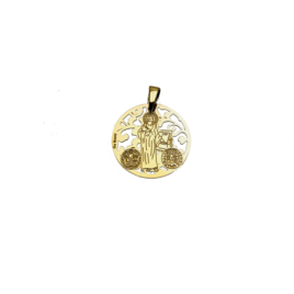 Medalla San Benito en plata de ley cubierta de oro de 18kt