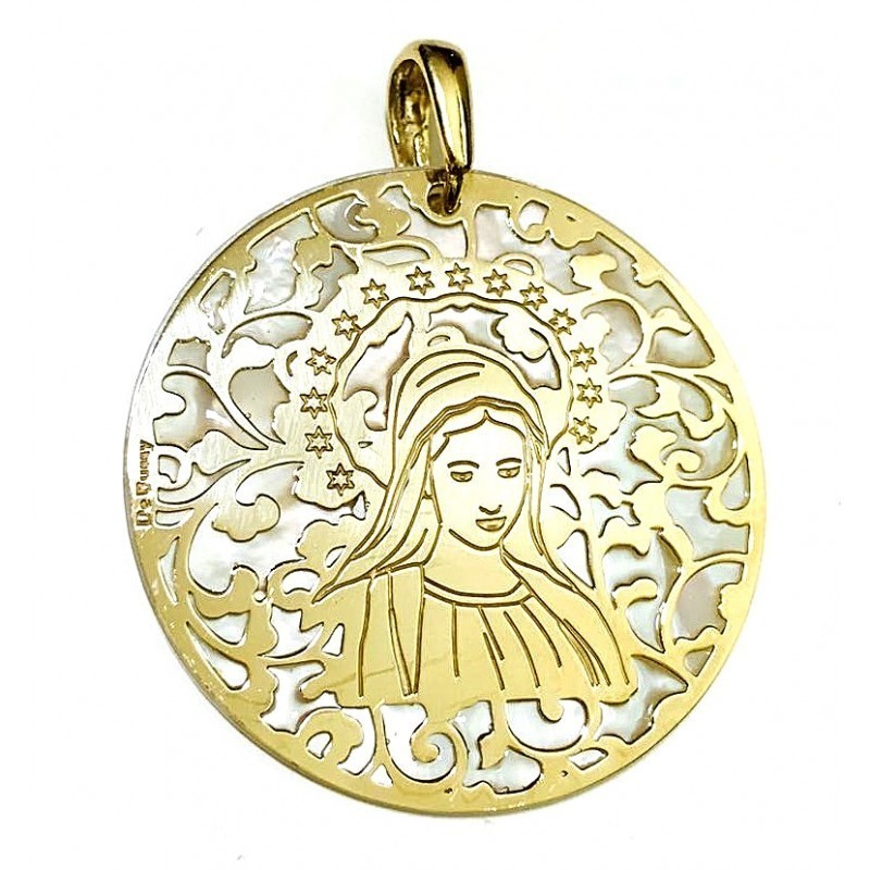 Medalla Virgen Medjugorje plata de ley y nácar®. 40mm