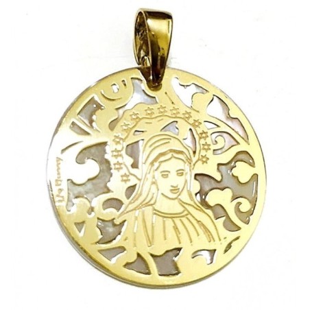 Medalla Virgen Medjugorje plata de ley y nácar®. 25mm