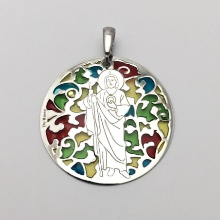 Medalla San Judas Tadeo plata de ley y esmalte®. 35mm