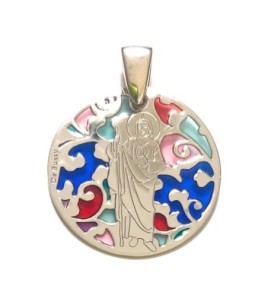 Medalla San Judas Tadeo en plata de ley 925mm y esmalte.

Tamaño 25mm