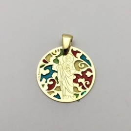 Medalla San Judas Tadeo en plata de ley 925mm cubierta de oro de 18kt y esmalte.

Tamaño 25mm