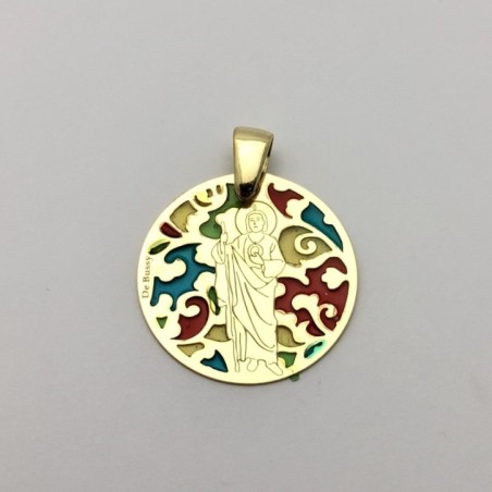 Medalla San Judas Tadeo plata de ley y esmalte®. 25mm