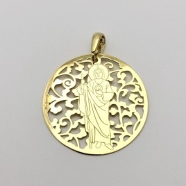 Medalla San Judas Tadeo en plata de ley 925mm cubierta de oro de 18kt.

Tamaño 35mm