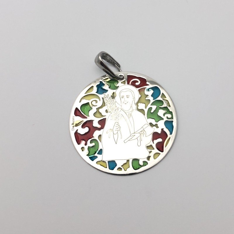 Medalla San Judas Tadeo en plata de ley 925mm y esmalte.

Tamaño 35mm