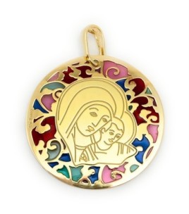 Medalla Virgen del Camino en plata de ley cubierta de oro de 18kt y esmalte.

Tamaño 35mm