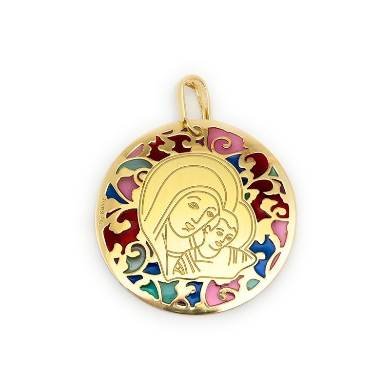 Medalla Virgen del Camino en plata de ley cubierta de oro de 18kt y esmalte.

Tamaño 35mm