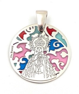 Medalla Virgen de las Nieves en plata de ley y esmalte. Tamaño 25mm