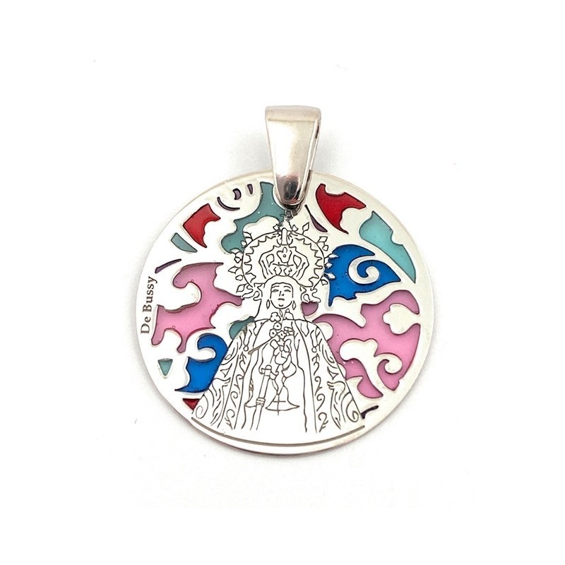 Medalla Virgen de las Nieves en plata de ley y esmalte. Tamaño 25mm