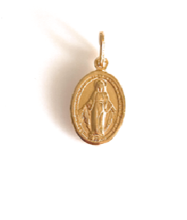 Medalla Virgen de la Milagrosa en plata de ley cubierta de oro de 18kt. 12mm