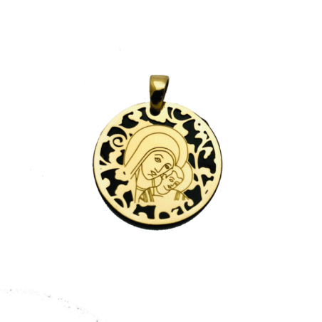 Medalla Virgen del Camino plata de ley y ónix®. 35mm
