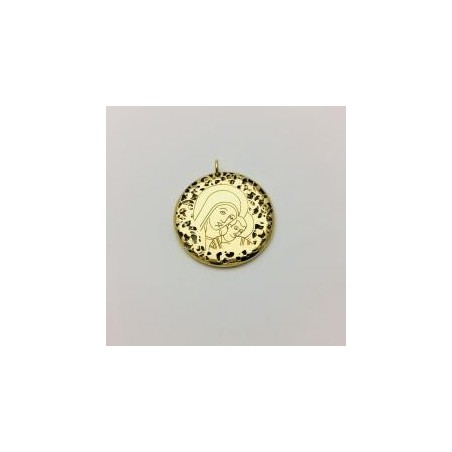 Medalla Virgen del Camino en plata de ley cubierta de oro de 18kt. Tamaño: 20mm