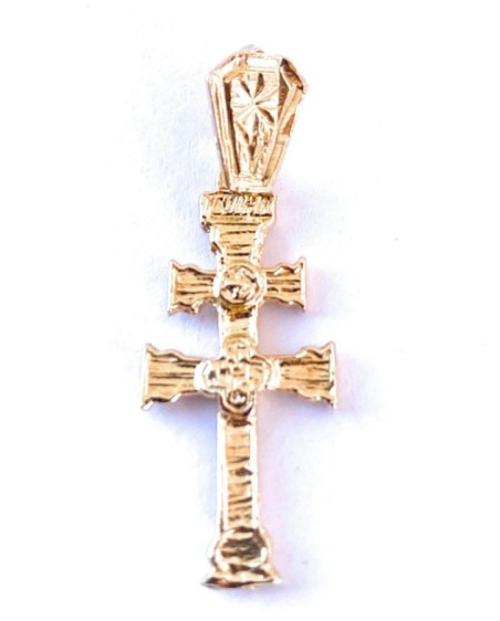 Cruz de Caravaca plata de ley cubierta de oro de 18kt