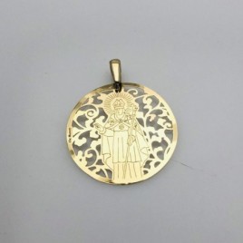 Medalla Sant Narcis en plata de ley cubierta de oro de 18kt. Tamaño: 35mm