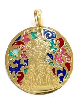 Medalla Virgen de las Nieves en plata de ley cubierta de oro de 18kt y esmalte. Tamaño: 35mm