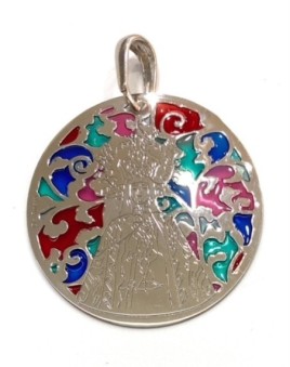 Medalla Virgen de las Nieves en plata de ley cubierta de oro de 18kt y esmalte. Tamaño: 35mm