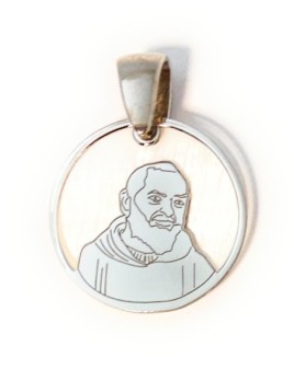 Medalla Padre Pío en plata de ley y nácar. Tamaño 20mm
