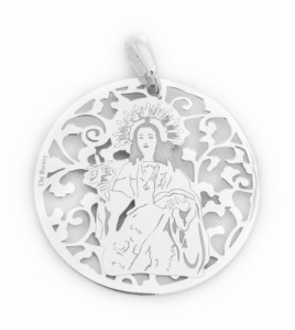 Medalla de La Santa de Totana en plata de ley. Tamaño 35 mm