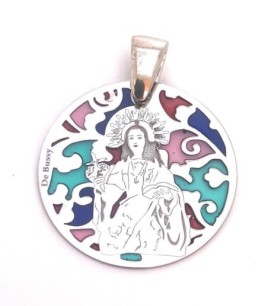 Medalla de La Santa de Totana en plata de ley y esmalte. Tamaño 25 mm
