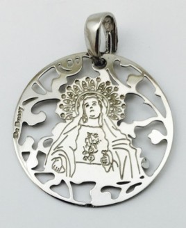Medalla Virgen de Amargura (Paso Blanco de Lorca) plata de ley®. 25mm