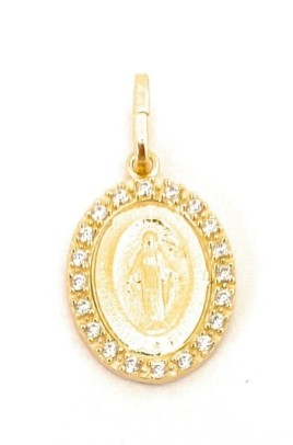 Medalla Virgen de la Milagrosa en plata de ley cubierta de oro de 18kt y circonitas.

Tamaño: 16mm