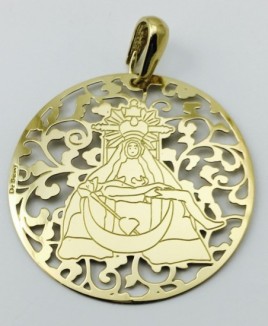 Medalla Virgen de las Angustias (Patrona de Granada) plata de ley y ónix®. 40mm