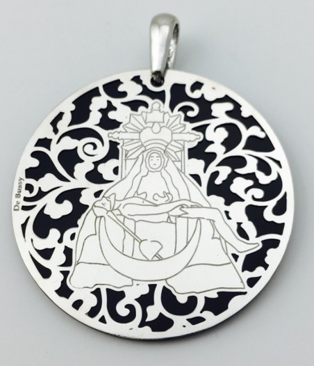 Medalla Virgen de las Angustias (Patrona de Granada) plata de ley y ónix®. 40mm