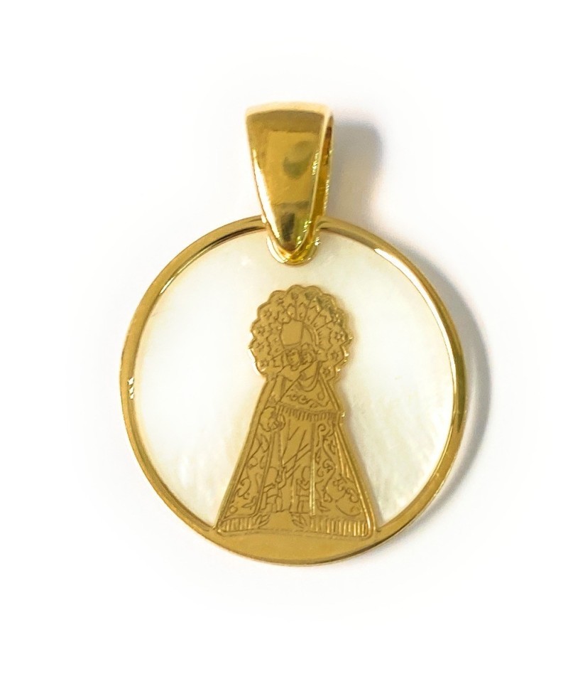 Medalla comunión Virgen de los Desamparados plata de ley y nácar®. 20mm