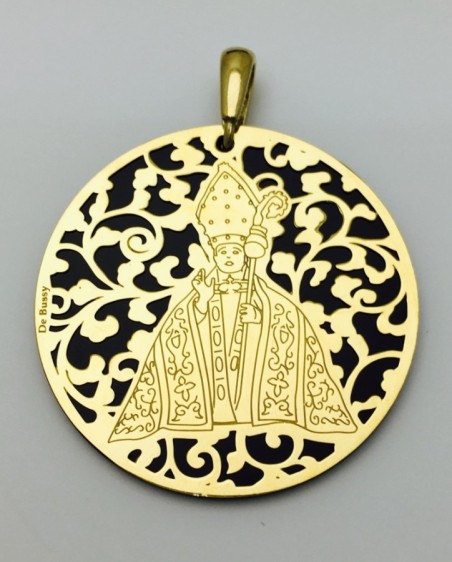 Medalla San Fermín plata de ley y ónix. 40mm