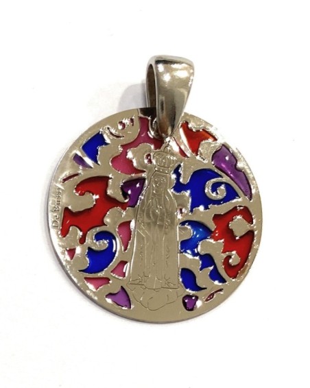Medalla exclusiva De Bussy Virgen de Fátima en plata de ley 925ml y esmalte.

Tamaño: 25mm.