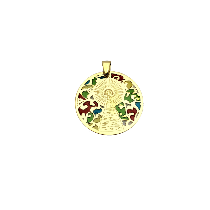 Medalla Virgen del Pilar en plata de ley  y ónix®. 40mm