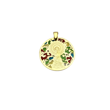 Medalla Virgen del Pilar en plata de ley  y ónix®. 40mm