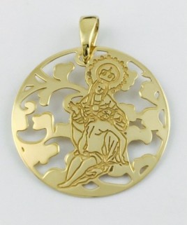 Medalla Virgen Caridad Plata Chapada en Oro 25mm