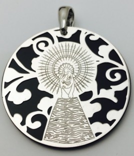 Medalla Virgen del Pilar plata de ley onix 35mm