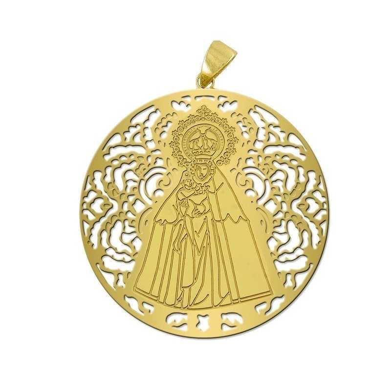 Medalla Virgen del Mar Plata Chapada en Oro 25mm