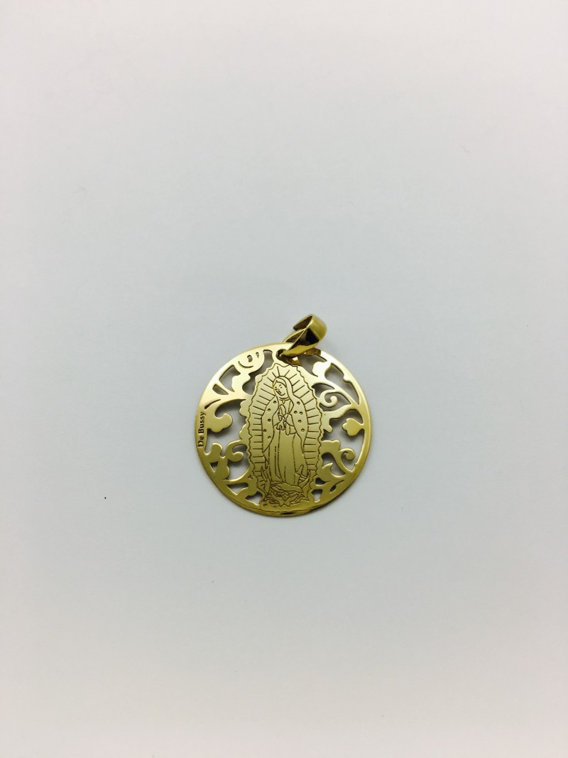 Medalla Virgen de Guadalupe (México) en Plata de Ley con baño de oro. 25mm