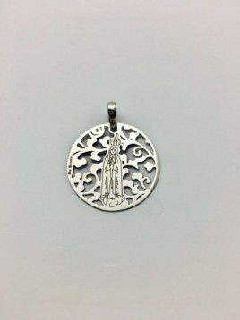 Medalla Virgen de Fátima en Plata de Ley . 25mm