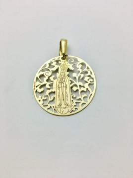 Medalla Virgen de Fátima en Plata de Ley con baño de oro . 35mm