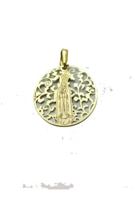 Medalla Virgen de Fátima en Plata de Ley con baño de oro . 35mm