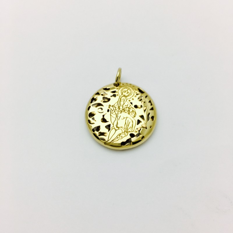 Medalla Virgen Caridad Plata Chapada en Oro 20mm